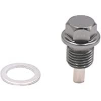sourcing map Rosca M14 X 1.5mm Magnético Gris Tornillo de Vaciado del Cárter de Aceite con Arandela Auto